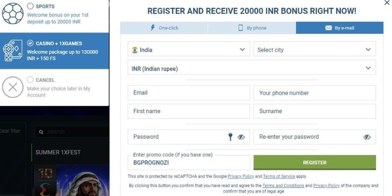 Hướng dẫn đăng ký tài khoản 1xbet nhanh chóng